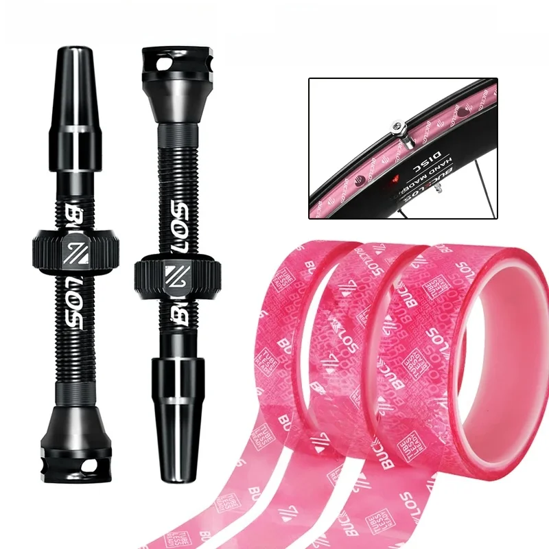 AliExpress BUCKLOS 55/60/65MM Bike Tubeless Valve Road Bicycle Presta Valve Bicycle Tubeless Rim Tape MTB F/V Valves Wheelset Tape Strip