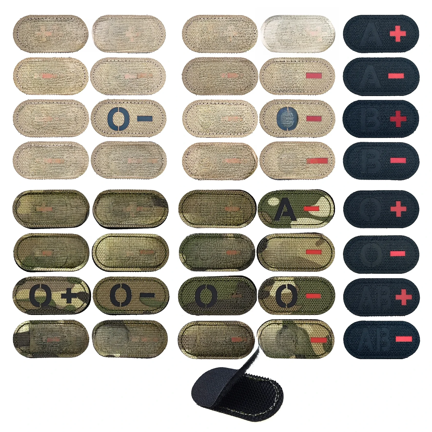 Camuflagem Parche Tactical Vest Patch, 0 Posicionamento Tipo de Sangue, A, B, O, AB -IR, Chapéu Cor