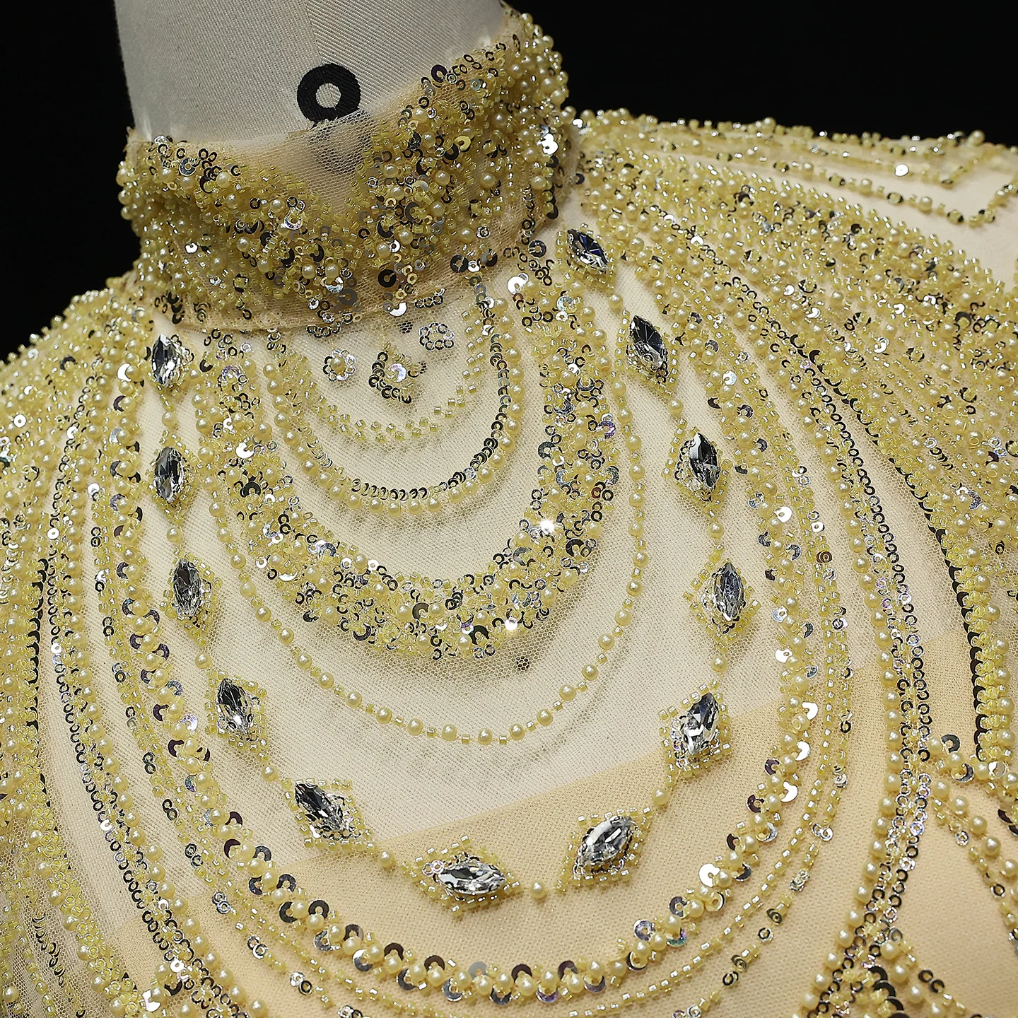 Sharon Said Luxuriöses Perlenbesetztes Dubai Nude Abendkleid für Arabische Frauen Hochzeit Eleganter Kaftan Formelle Partykleider SS780 Maßanfertigung – Detail 32