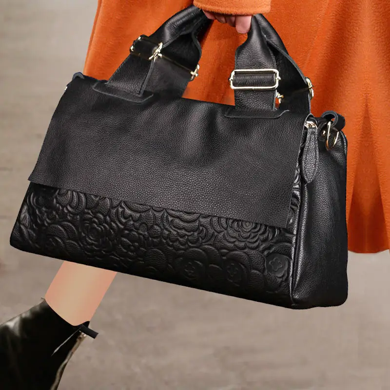 2026 New Fashion Genuine Leather Women's Bag Handbag Big Bag Fashion Cowhide Large Capacity Women's One Shoulder Crossbody Bag