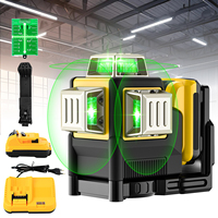 3D 12 Lines Cross Line Laser Level 360 Degree Vertical and Horizontal Rechargeable Self-Leveling Green Light Level