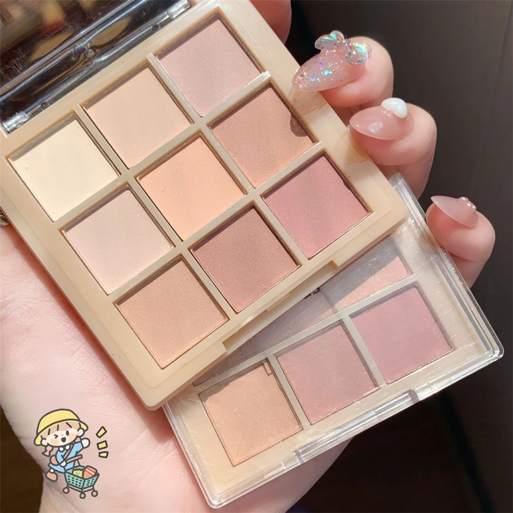 Palette di ombretti opachi a lunga durata da 9 colori con calde sfumature nude a rosa-marroni per un look naturale quotidiano