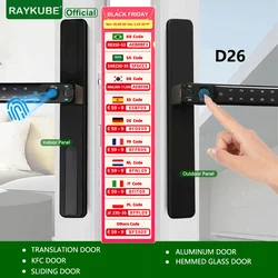 RAYKUBE D26 TT Lock Bluetooth Double Fingerprint Smart Door Lock with Double Password/ Double-side Key APP For KFC/Sliding Door