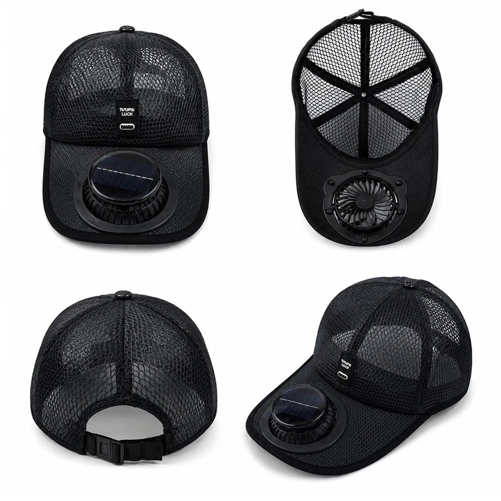 Atmungsaktiver Sonnenhut mit Solar-Ventilator, Sonnenschutz-Baseballkappe mit Solar-Ventilator, USB-Ladeventilator, Outdoor-Sonnenhüte, Sonnenschutz-Kappen