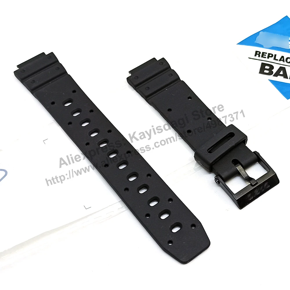 14mm Black Rubber Watch Band / Strap Compatible for Casio GMW-15 , W-95 , TRW-21 , RGW-20 , DGW-30 , DBW-32 , DBW-32G