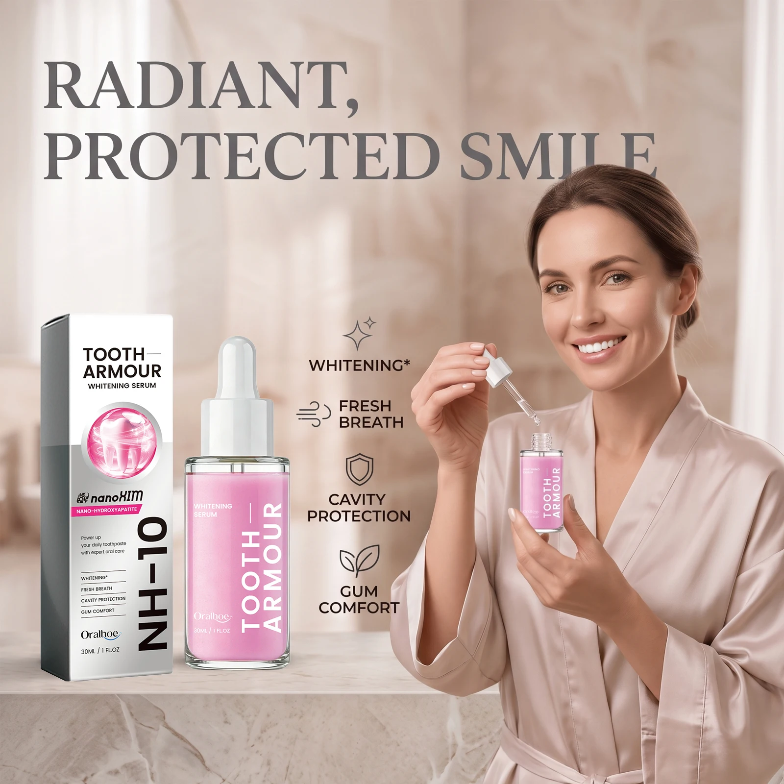 Teeth Whitening Serum - Sérum Clareador Dental Oralhoe: Gotas para