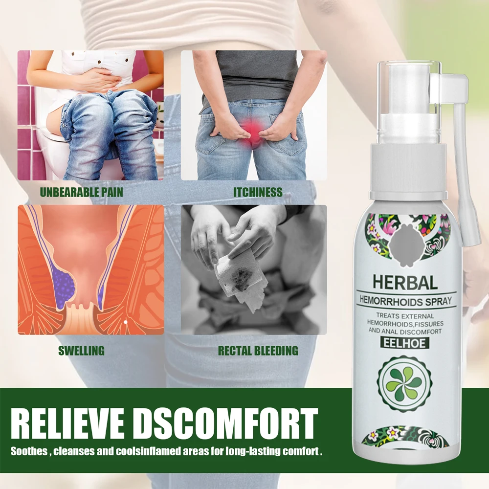 30ml Hemorrhoid Spray Herbal Cream Anal Care Relieves Swelling Painless Itching Discomfort Redness Symptoms