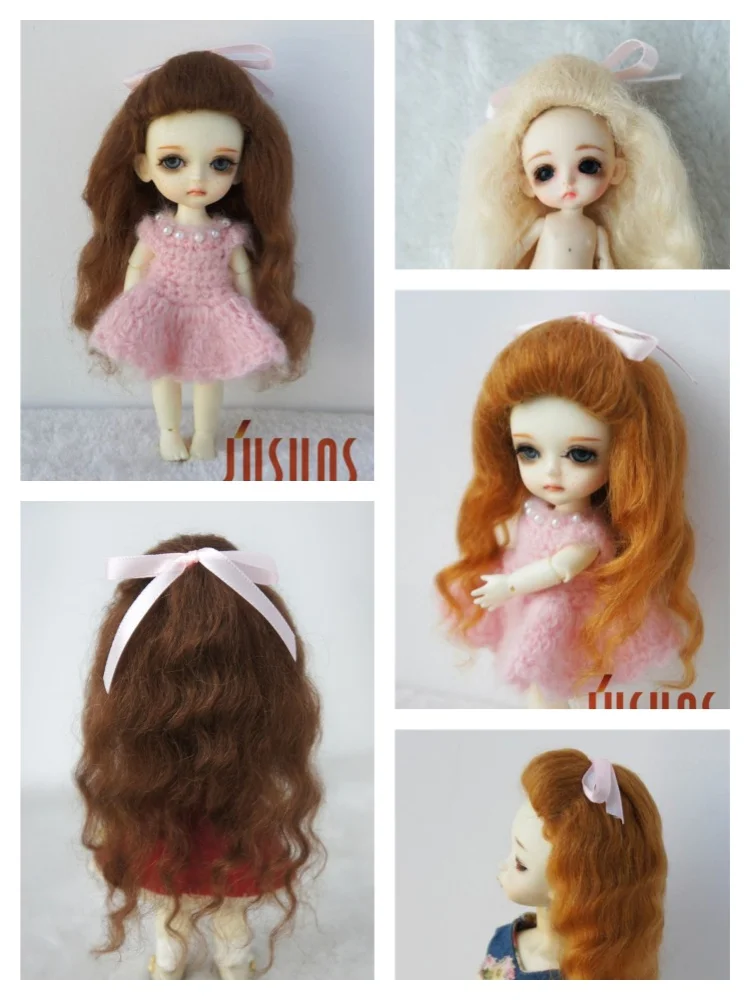 JD327  1/12 1/8 1 Pretty Long Mohair BJD Wig For Tiny OB11 YOSD Hair Size 3-4inch 5-6inch 6-7inch Cute Braid Wigs Accessories