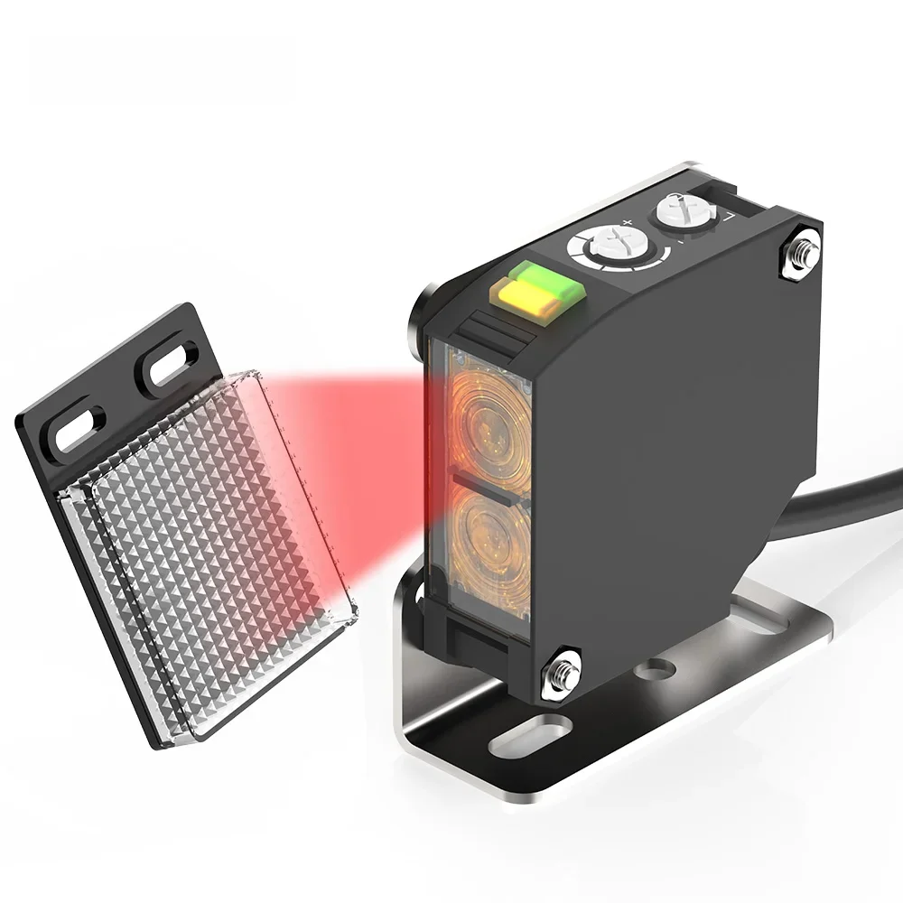 GTRIC czujnik fotoelektryczny E3JK-RR12 odblaskowy 24-240 V DC/AC uniwersalne wyjście przekaźnikowe kwadratowy optyczny przełącznik fotoelektryczny — zdjęcie produktu 7