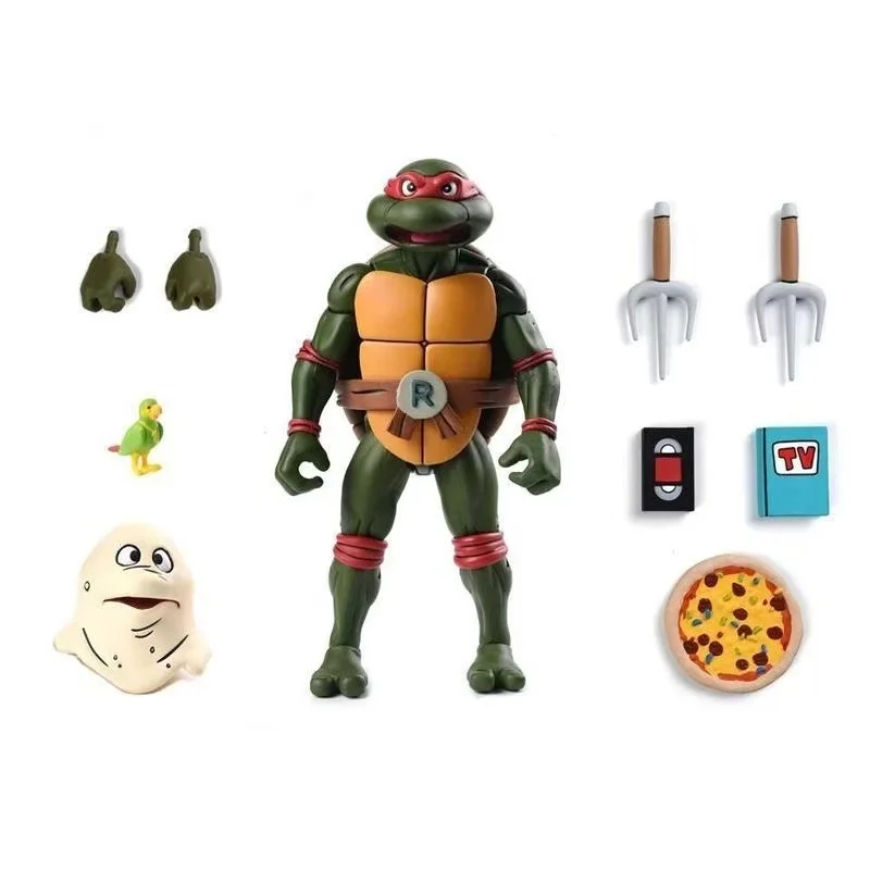 New NECA Cartoon Leonardo Michaelangelo Donatello Raphael Turtles Figures Pizza Club Turtles Anime Action Figure Model  Toys