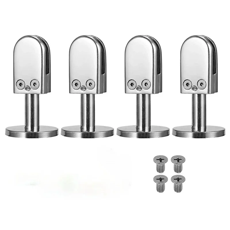 4 Stuks Glas Klemmen 304 Glas Beugel Verstelbare Glazen Clip 8Mm Glazen Plank Klem Houder Glazen Panelen Met 40Mm Staaf - afbeelding 2