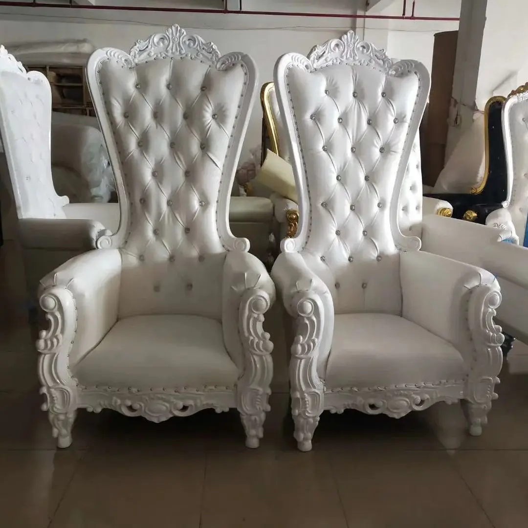 Linlamlim Princess Inspired Wedding Armchair Rubber Wooden Genuine Leaher Backrest High Chairs Luxurious Living Room Armchairs