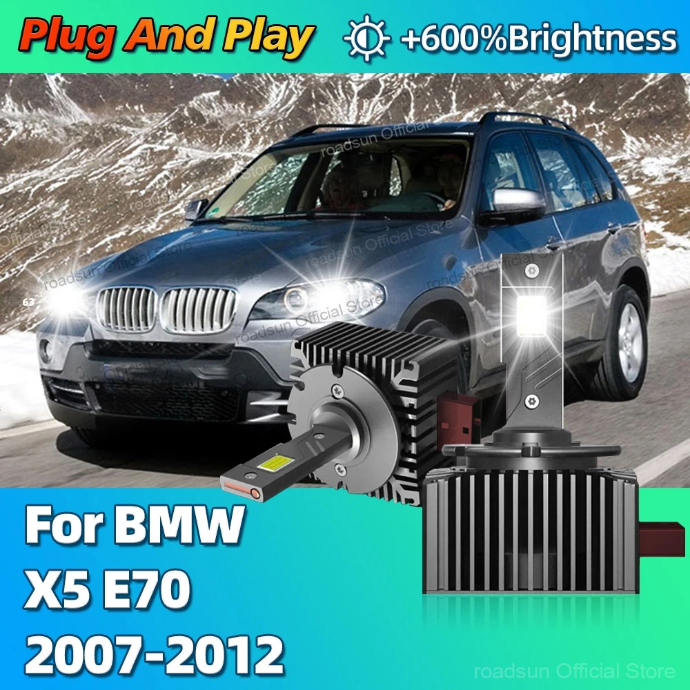 LED Headlights HID D1S Turbo Car Light Bulbs 30000LM Two-sided CSP Chip For BMW X5 E70 2007 2008 2009 2010 2011 2012