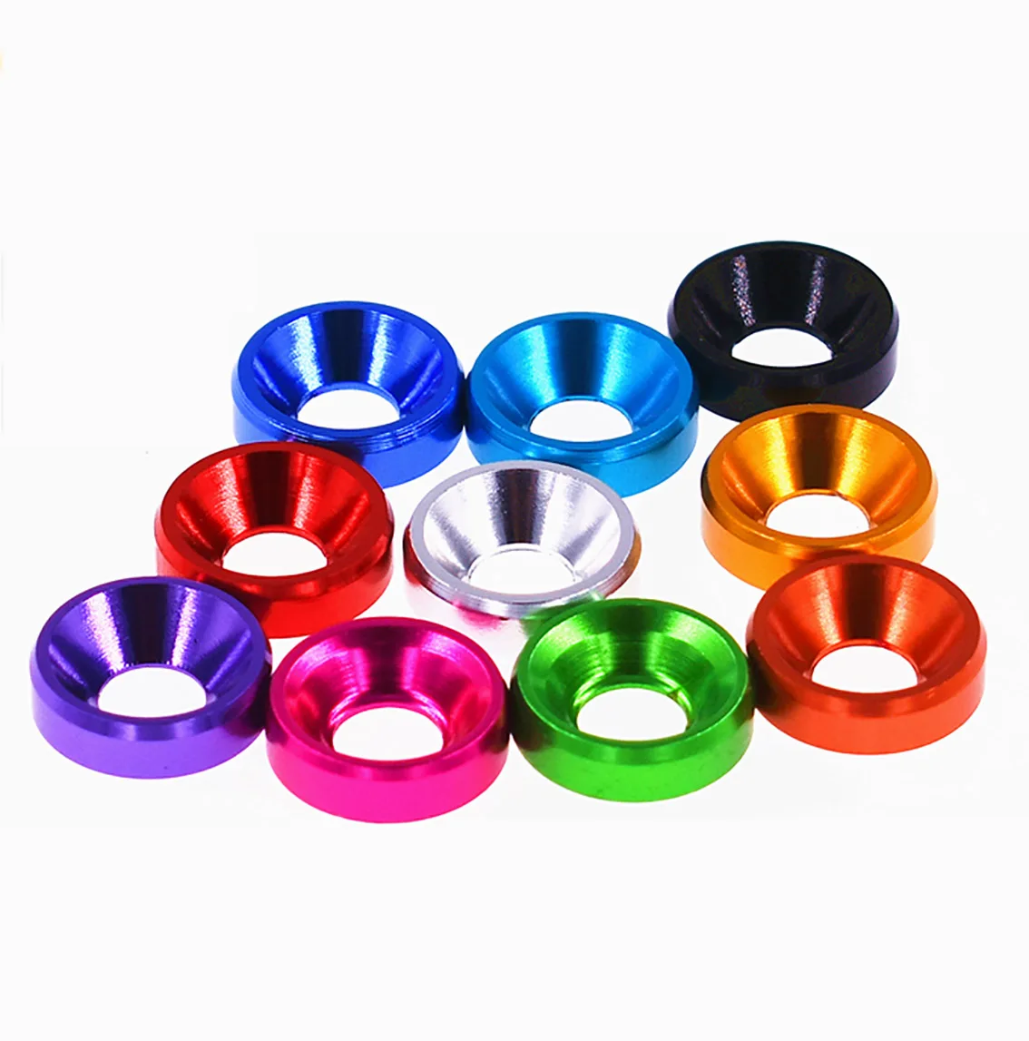 5 pezzi rondella in alluminio M2 M2.5 M3 M4 M5 M6 M8 guarnizione rondelle a testa svasata anodizzata colorata