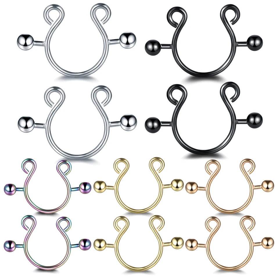 2PCS Sexy Fake Nipple Piercing Jewelry For Women Nipple Rings Stainless Steel Non Piercing Nipple Rings Accesorios Para Mujer