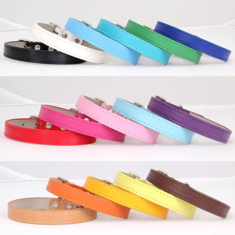 Colorful Soft Leather Cat Collar Adjustable Puppy Pug Collars for Small Large Dog Collar for Cats Dogs Pet Supplies