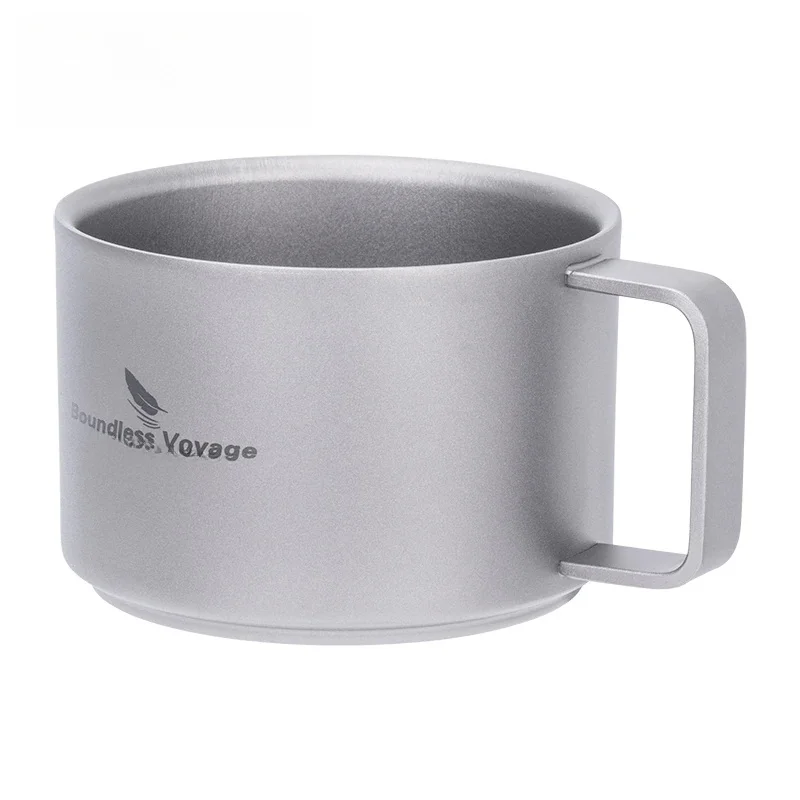 Boundless Voyage Titanium Double Wall Coffee Cup Mini Tea Mug Ultralight Travel Hiking Camping Cup 100ml Ti3085D — zdjęcie 2