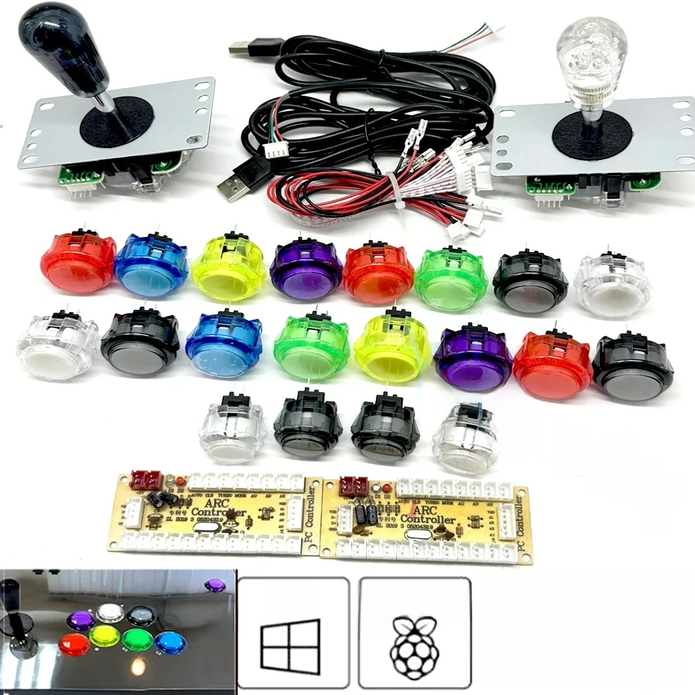 Zestaw DIY Joysticka Arcade dla 2 Graczy, Kompatybilny z PC i Raspberry Pi, Zestaw do Gier Arcade z Przyciskami, Joystick w Stylu Amerykańskim, Kable Enkodera USB — zdjęcie produktu 7