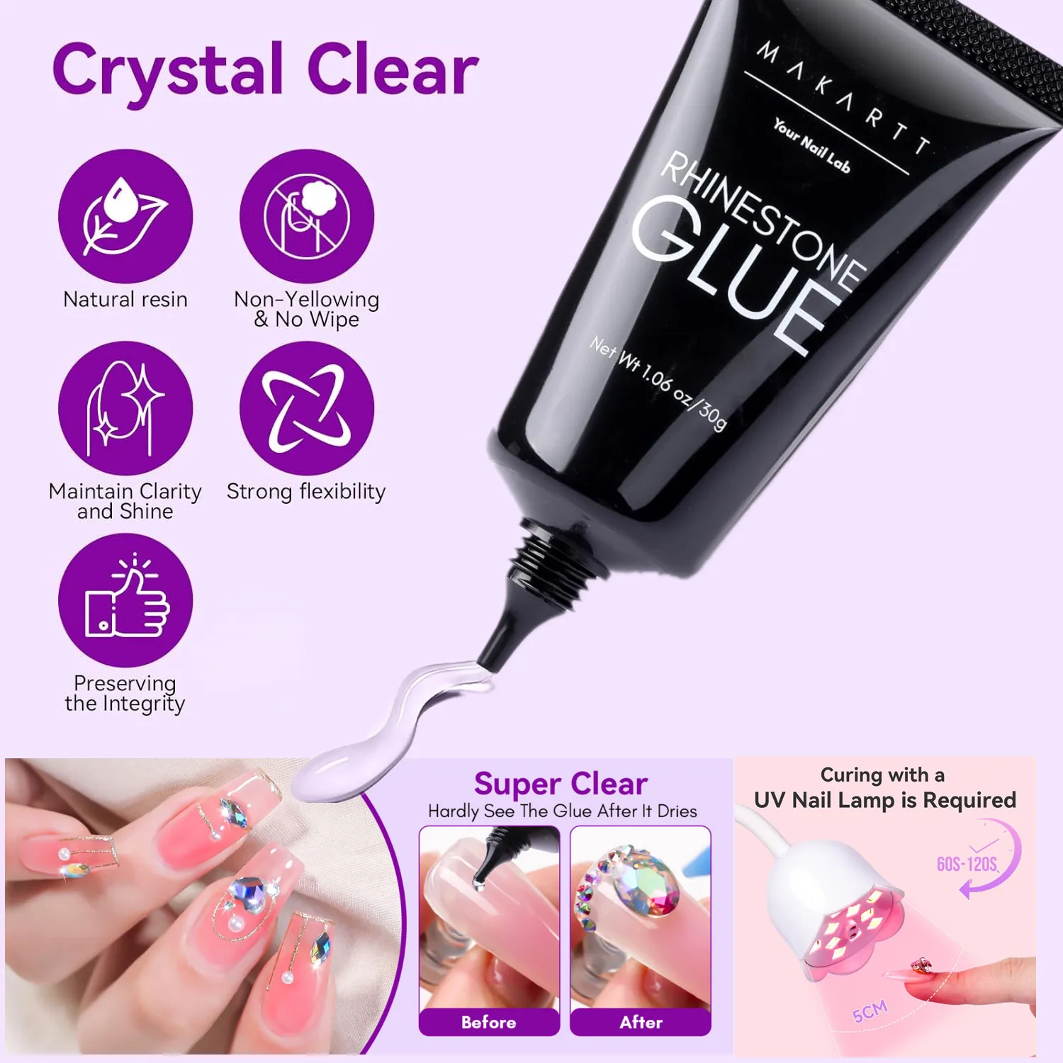 Makartt Gel 3D-Gel para esculpir uñas, pegamento para uñas, pegamento transparente fuerte para diamantes de imitación, Gel para diseños de uñas, dibujo artístico de uñas DIY, moldeo