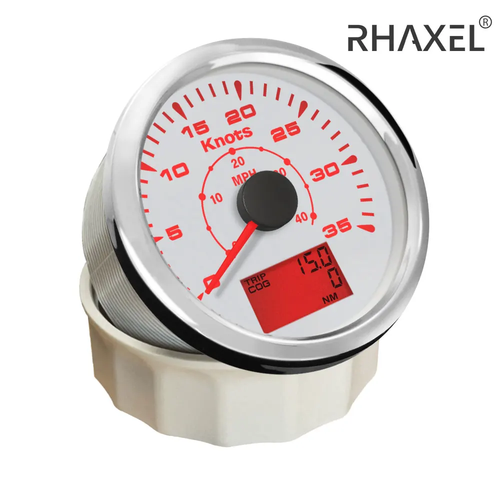 RHAXEL Waterproof 85mm GPS Speedometer 0-35Knots 0-70Knots Odometer Speed Gauge 12V 24V with 8 Colors Backlight