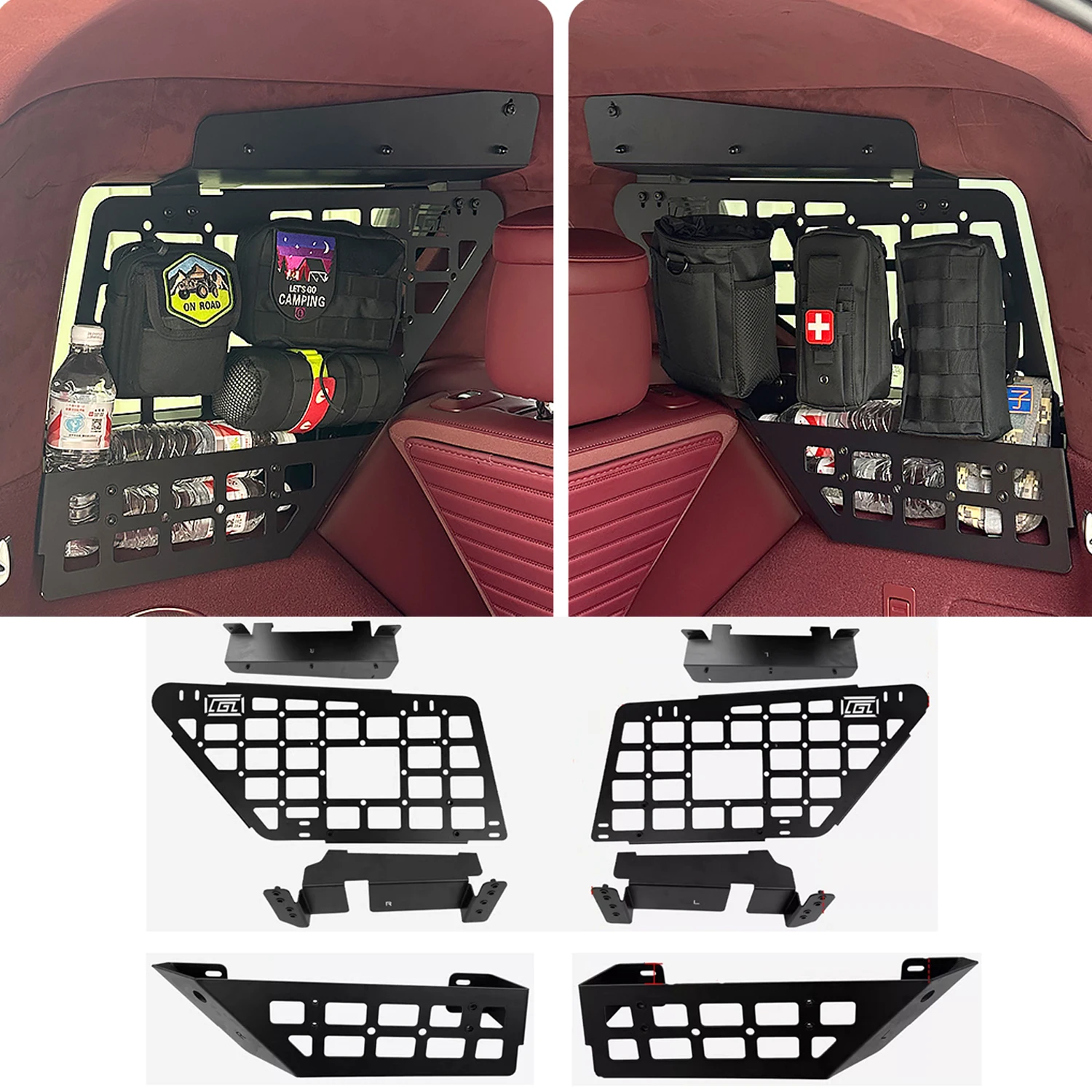 

For GWM Tank 700 Hi4-T 2024 2025 Side Window Shelf Car Rear Trunk Debris Rack Bracket Storage Molle Panel