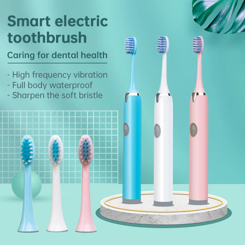 Tongwode Sonic Electric Toothbrush IPX7 Waterproof Adult Couple Home Use Soft Bristle Replaceable With 6 Tooth Brush Heads