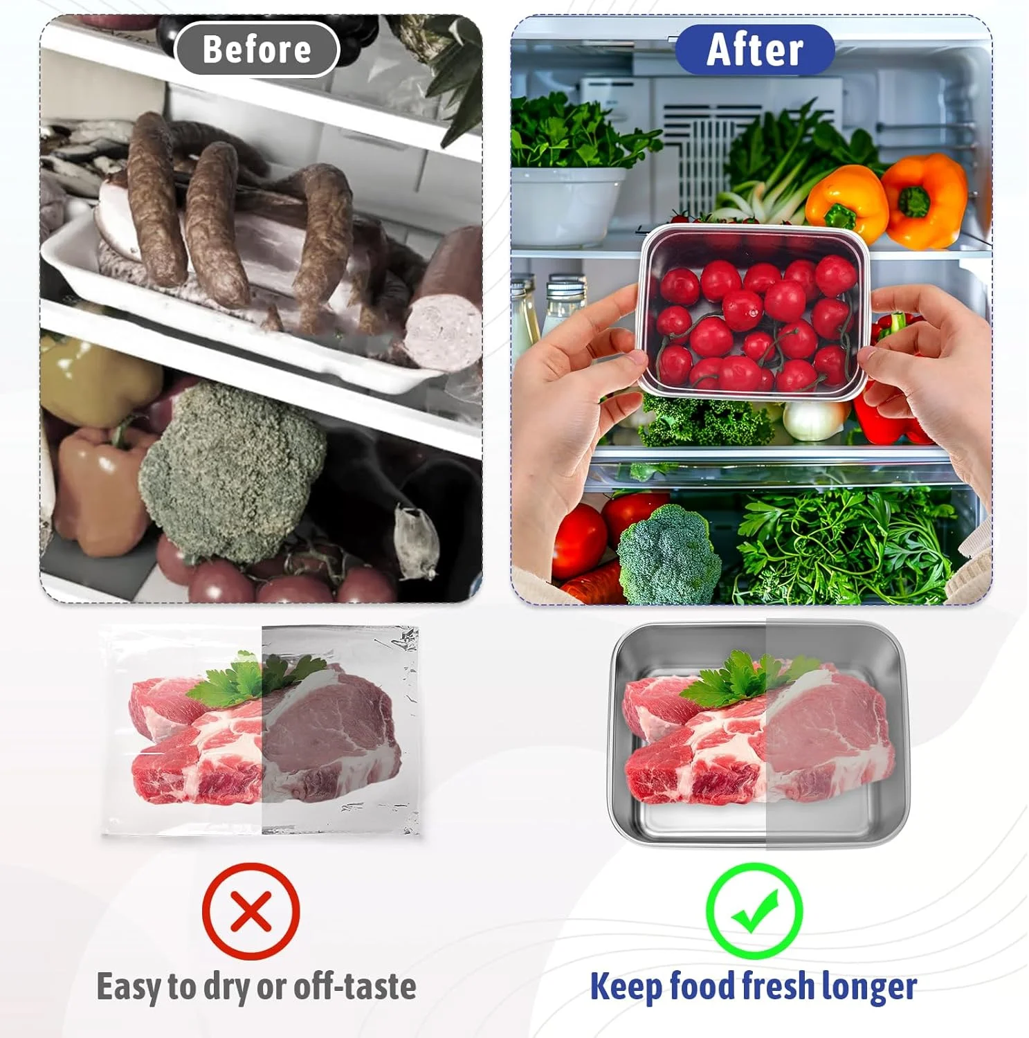 5 صناديق غداء من الفولاذ المقاوم للصدأ مع أغطية، وحاويات فريزر وصناديق تخزين الطعام، قابلة للتكديس، موفرة للمساحة، مناسبة للنزهة