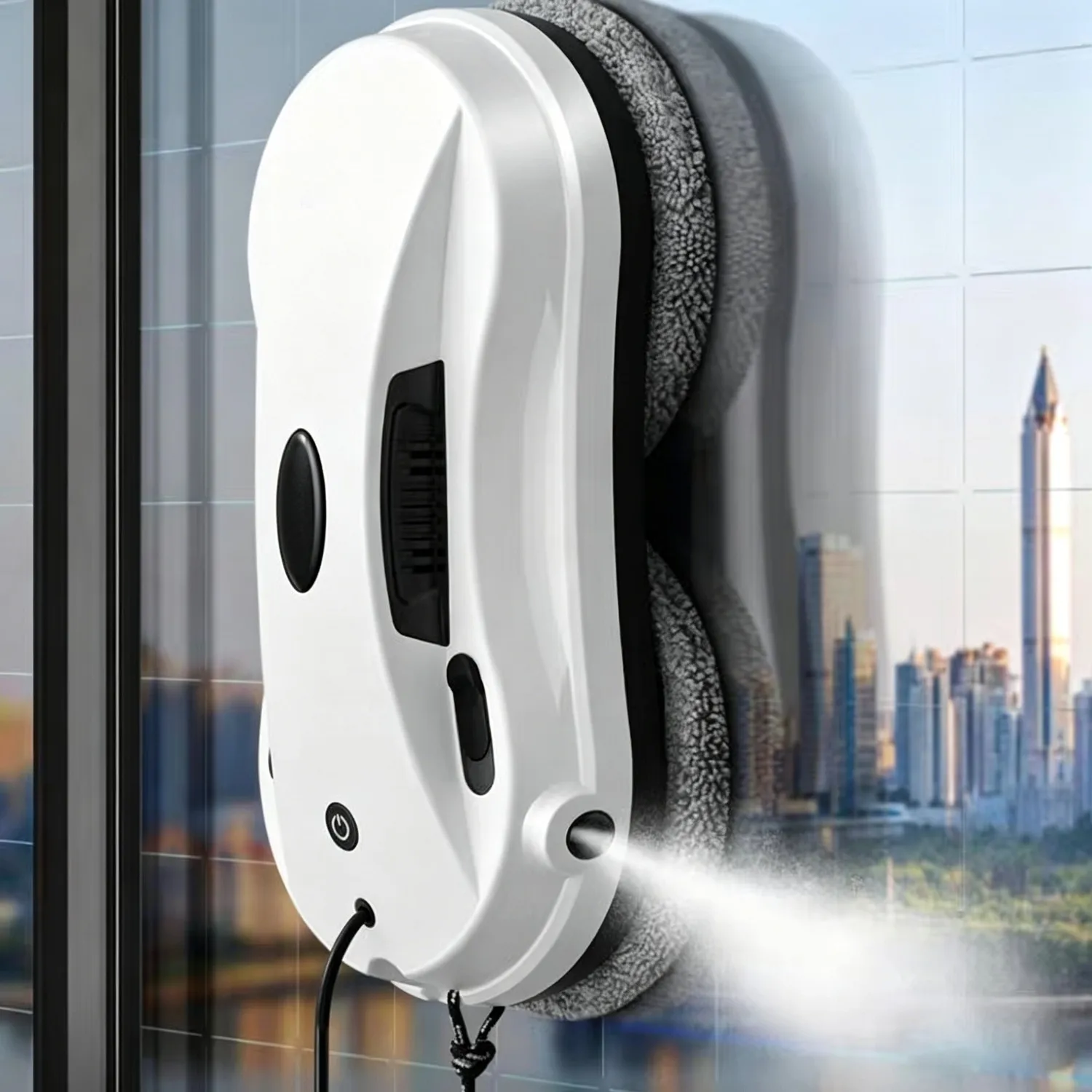 Robot nettoyeur de vitres intelligent, robot de nettoyage automatique des fenêtres avec pulvérisation d'eau, aspiration 5600Pa, télécommande, lave-vitres électrique
