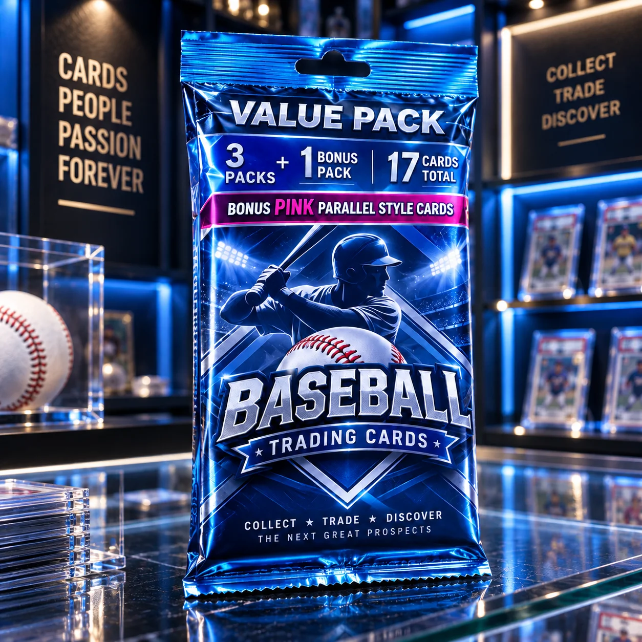 2020 Baseball Trading Card Pack, Factory Sealed 17 Card Collector Collection, Includes Bonus Parallel Style Cards, Multi Pack Baseball Hobby Cards for Fans and Collectors