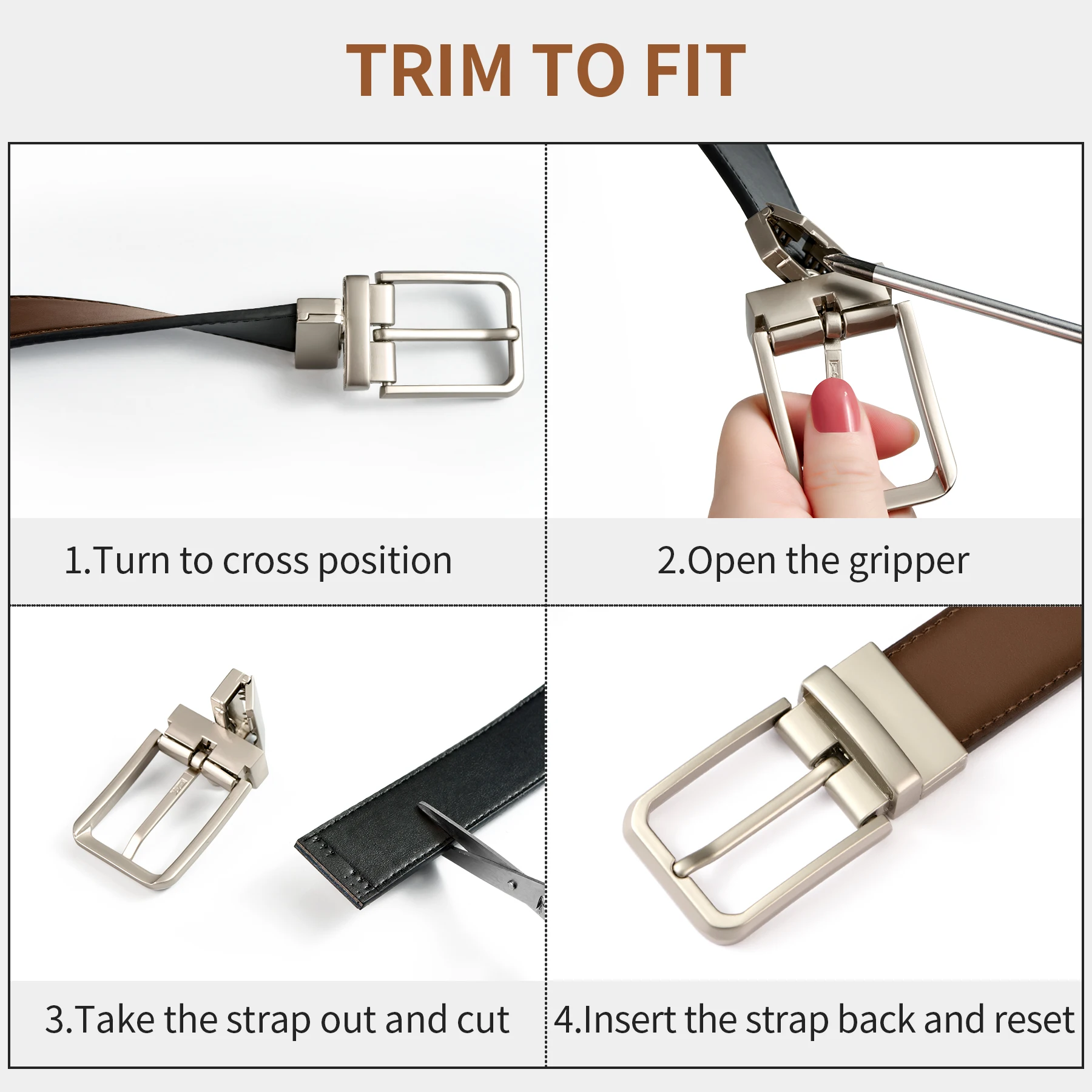 เข็มขัดหนังผู้ชายแบบกลับด้านได้ 1 แพ็ค สไตล์ลำลองสองแบบในเข็มขัดเดียวสำหรับผู้ชายสำหรับใส่กับกางเกงยีนส์และกางเกงเดรส