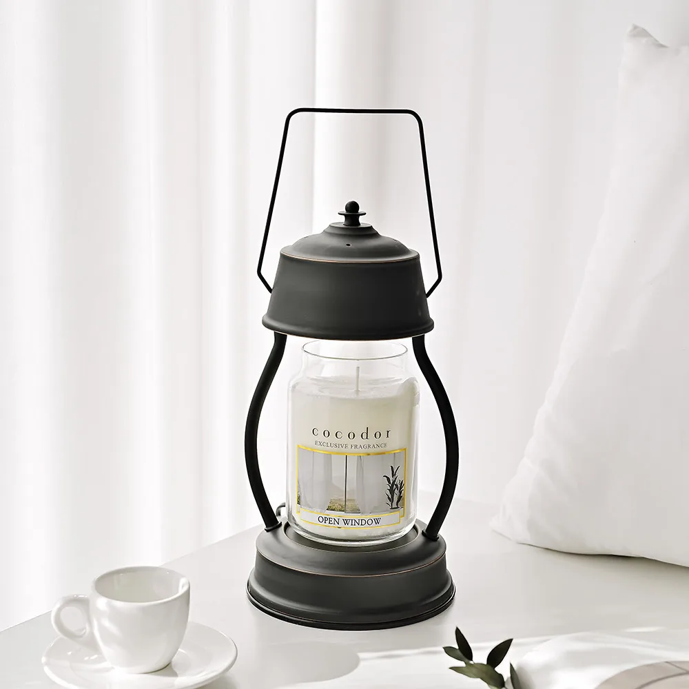 Coco-Dor Hurricane Candle Warmer (Black) + large perfume candle