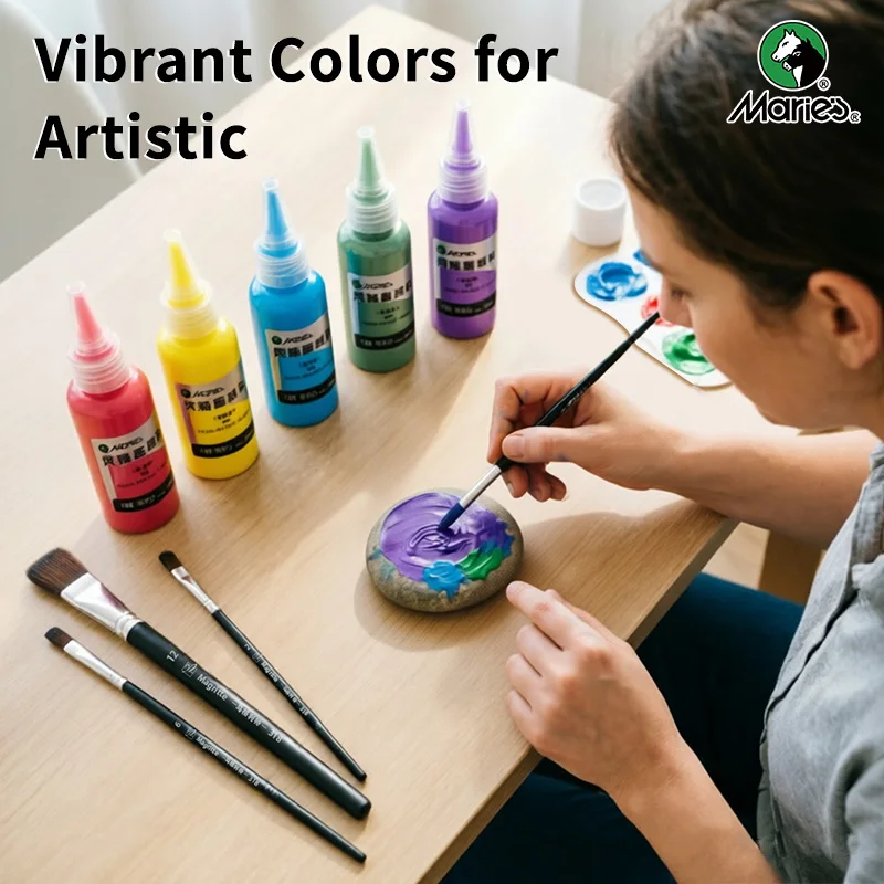 Marie's 8pcs Metallic Acrylic Pigment Set,5 Colors 50ml/1.69oz with 3pcs Brushes,Pearlescent Acrylic for DIY,Model