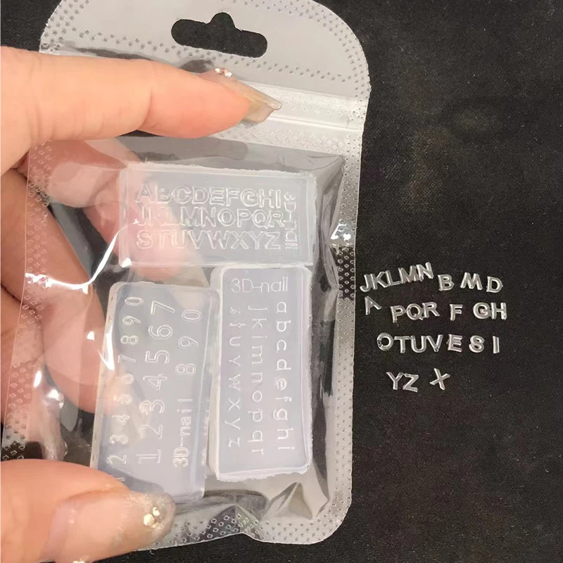 3Pc 3D Letters Number Nail Silicone Molds Clear A-Z Letter Resin Mold 4*2CM 26 Alphabets Mould For DIY Manicure Carving Moulds&*