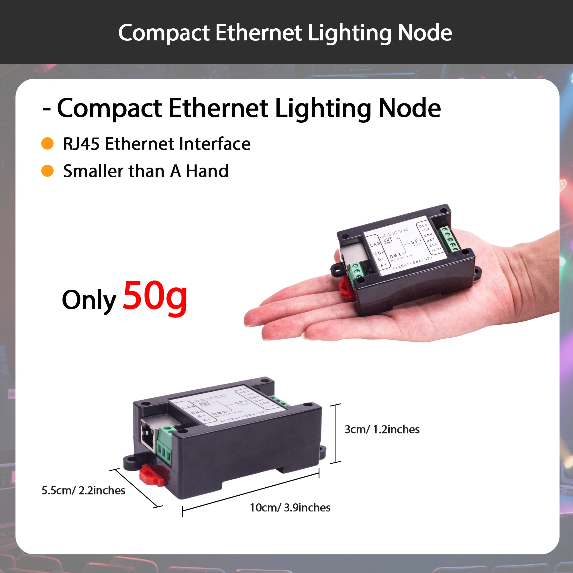 Controlador LED Pknight Art-Net para DMX/SPI, firmware WLED, web configurável, suporta 512 canais DMX ou 2048 SPI