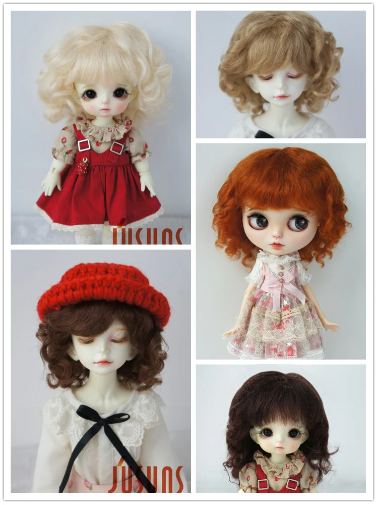 

JD012 All Sizes Curly BJD Mohair Wig From Size 3-4inch to 9-10Inch Hair Tiny OB11 YOSD MSD SD Blythe Qbaby Doll Accessories