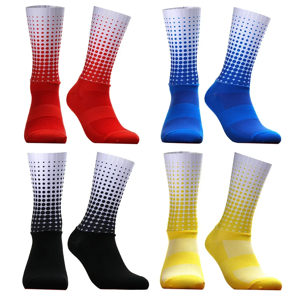 AliExpress Style New Polka Dot Summer Sports Cycling Socks Non-slip Silicone Pro Outdoor Racing Bike Socks