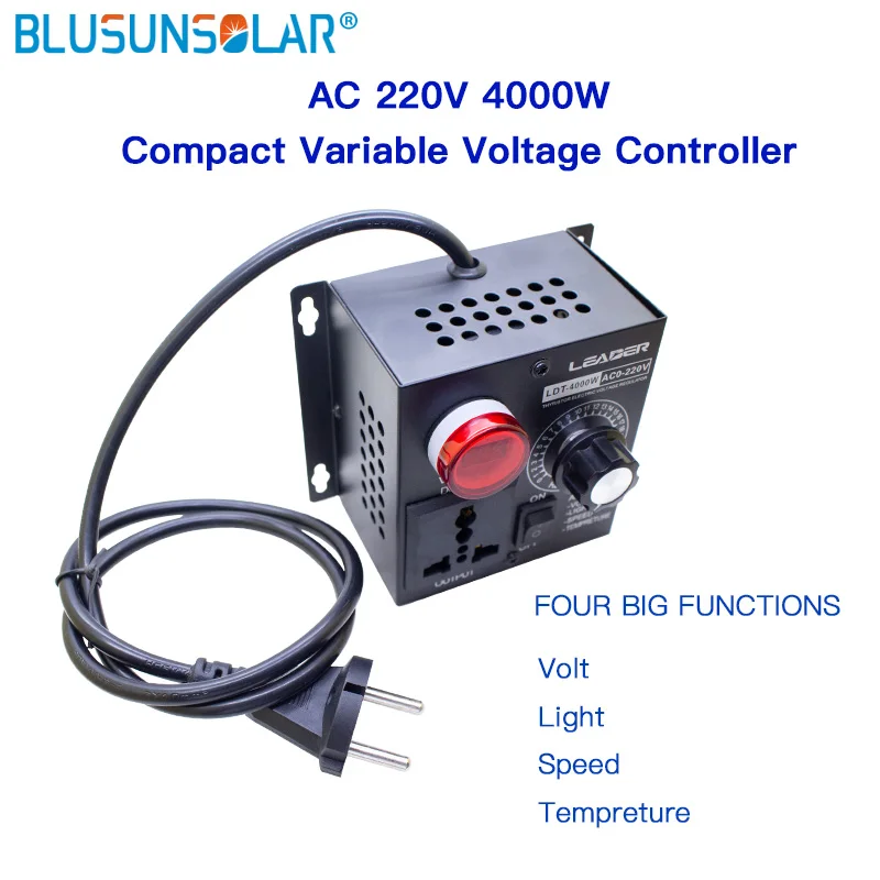 Velocidade portátil temperatura luz tensão ajustável dimmer ac 220v 4000w controlador de tensão variável compacto ajustar regulador