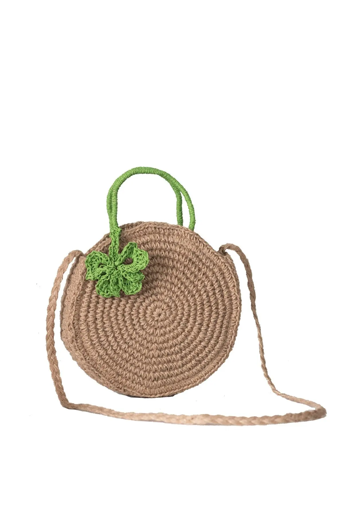 

Kavshak Jute Natural Four-leaf clover Detailed Round Women Bag Rattan Beach Messenger New Women Bag luxury handbags designer