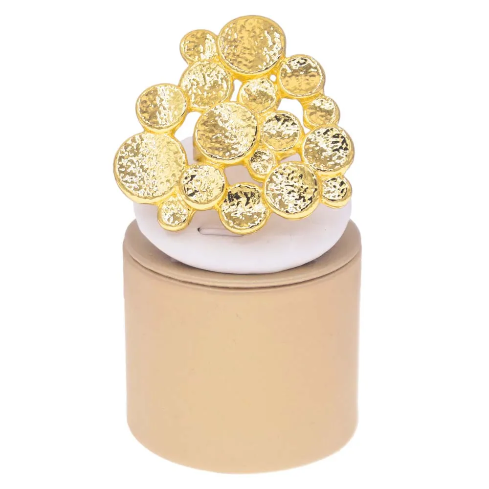 Big Gold Plated Adjustable Ring & Assorted Elements Jewelry Set