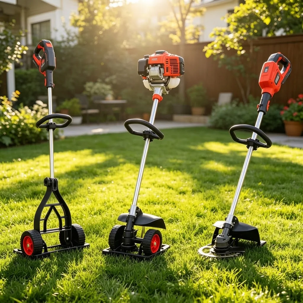 Gardening Tools Grass Cutter - 高さ調整可能な草刈り機、ローリングサポート付き、省力型ストリングトリマー、ガイドホイール付き、簡単に刈れる植生除去機