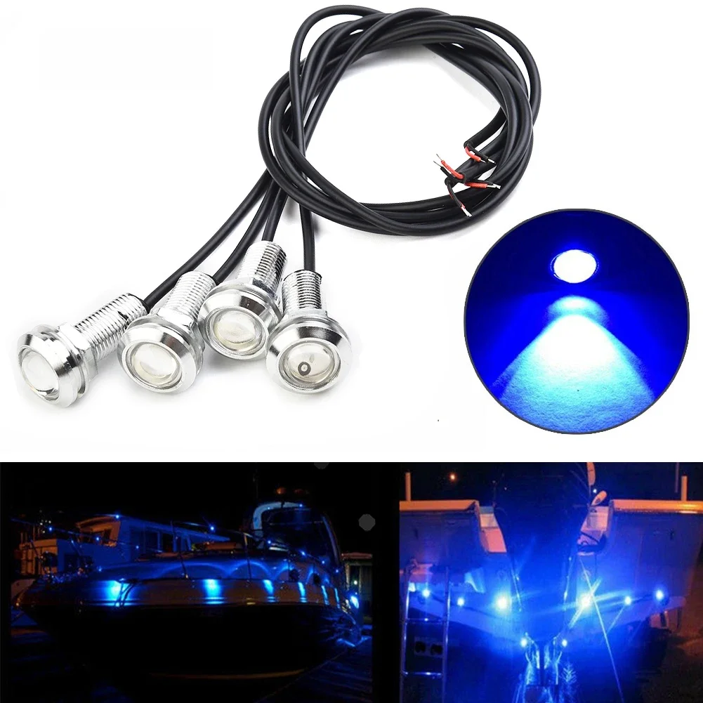 4 pièces bleu LED bateau lumière argent étanche sous-marin Fit Seadoo GTX WaveRunner météo résistant à la poussière et aux vibrations étanche