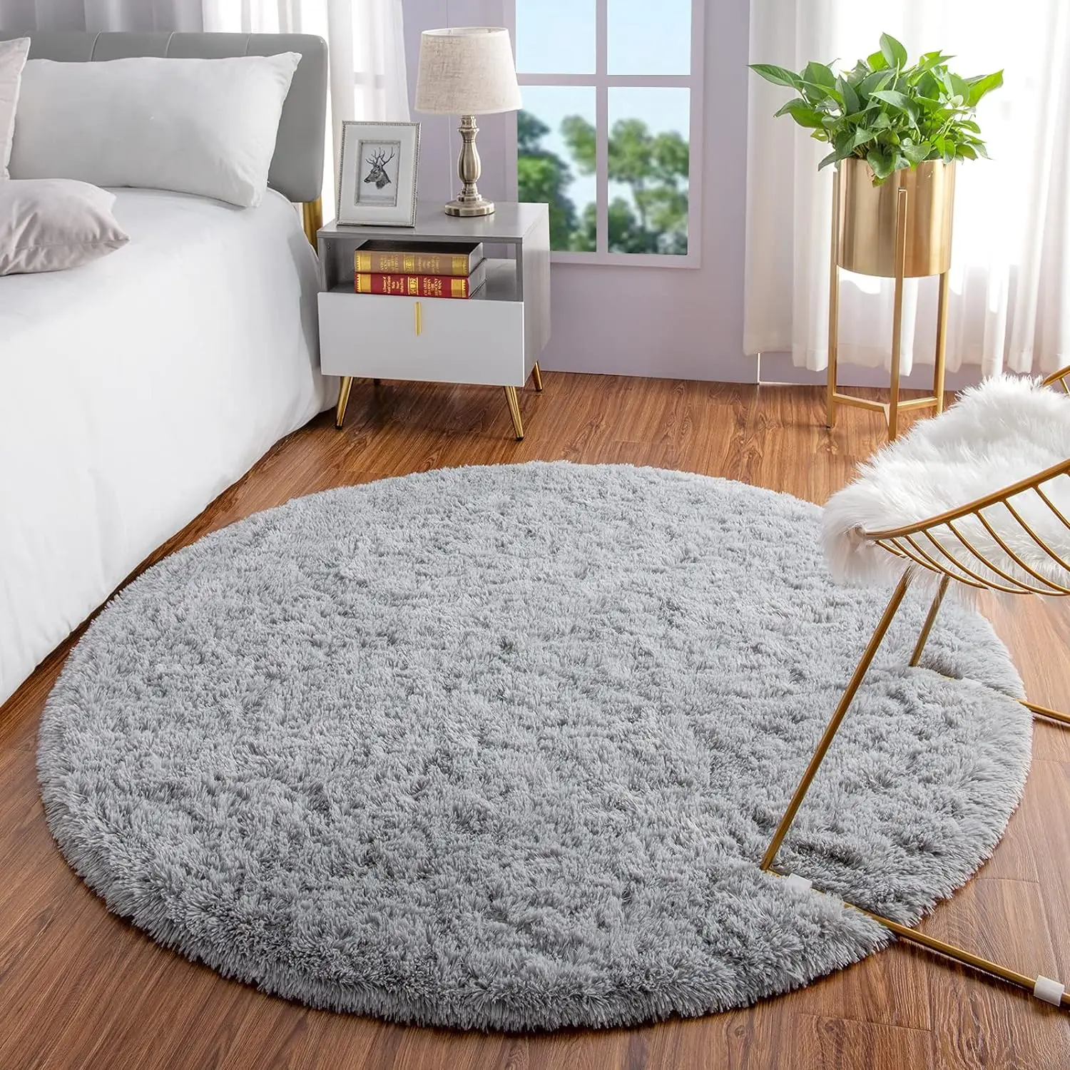 NOAHAS Carpet Living Room Round Thick Carpet Fluffy Large Area Mat Floor Soft Rug Bedroom Long Plush Rug Children Room Decor