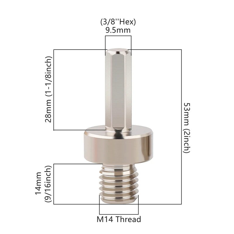 5/8-11" M10 M14 M16 Gewinde auf 3/8'' Sechskant galvanisierter Dorn-Adapter für Diamant-Kernbohrer, geeignet für elektrische Bohrmaschinen. – Detail 6
