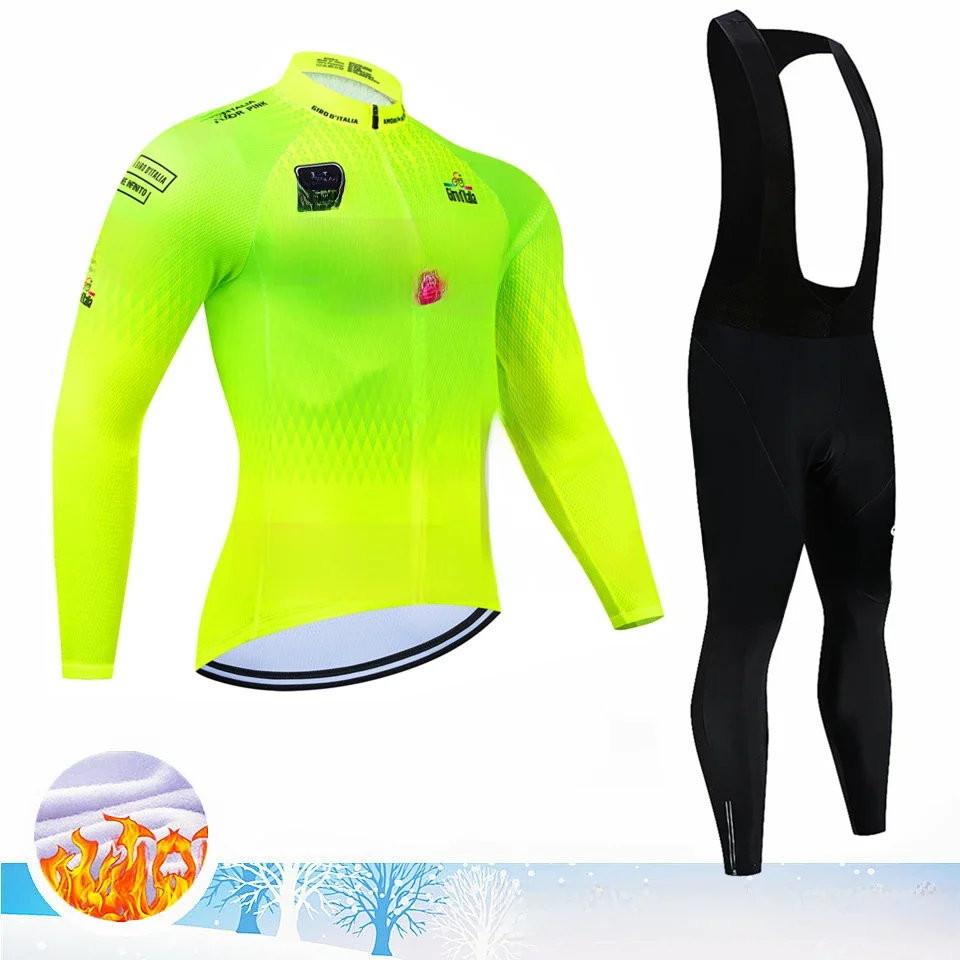 AliExpress LA GAZZETTA DELLO SPORT Winter Thermal Fleece Cycling Jersey Set Cycling Clothes Uniform Bike Fleece Jersey Sports Set Pants