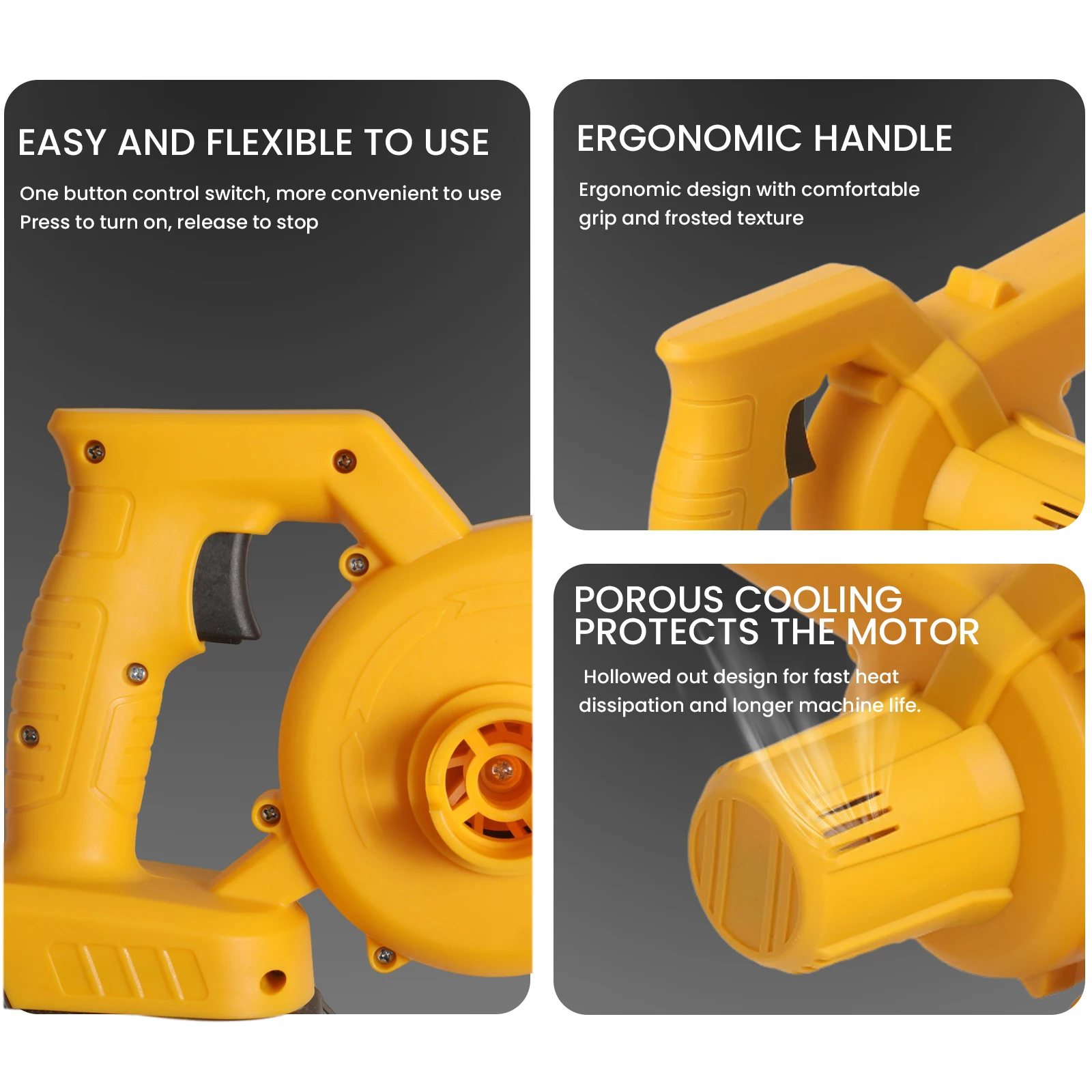 منفاخ أوراق الشجر الصناعية 550 وات 23000 دورة في الدقيقة، منفاخ/فراغ قوي محمول باليد مع بطارية قابلة لإعادة الشحن للأماكن الخارجية