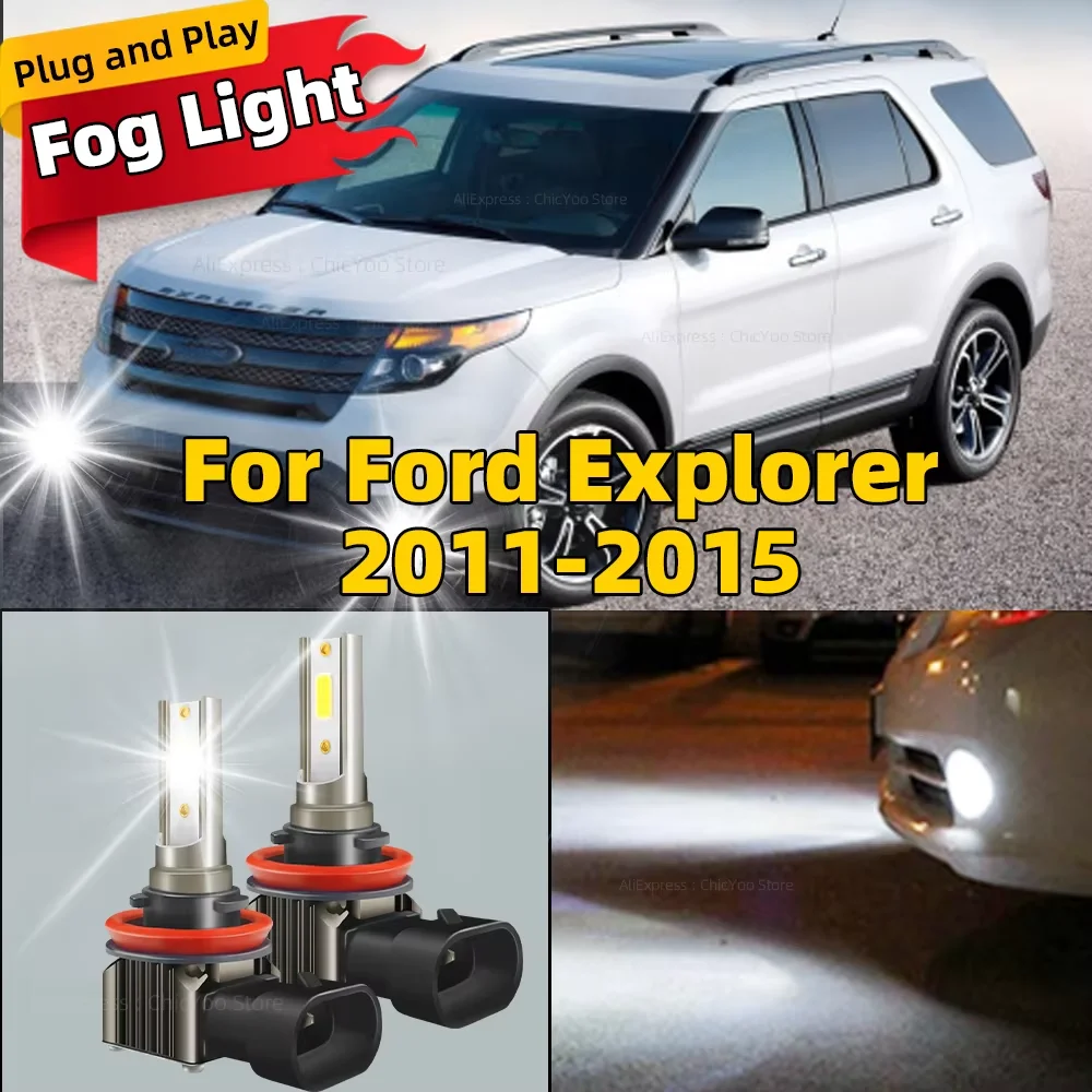 2Pcs 15000LM H11 LED Bulb H9 H8 Fog Light Car Lamp White 6000K Bulbs Plug and Play For Ford Explorer 2011 2012 2013 2014 2015
