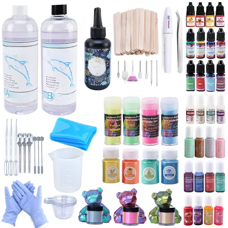 Materiały do ​​żywicy epoksydowej zestaw pigmentów żywicznych płynny barwnik barwnik w proszku materiał wypełniający do rzemiosła artystycznego DIY akcesoria do wyrobu biżuterii — zdjęcie 2