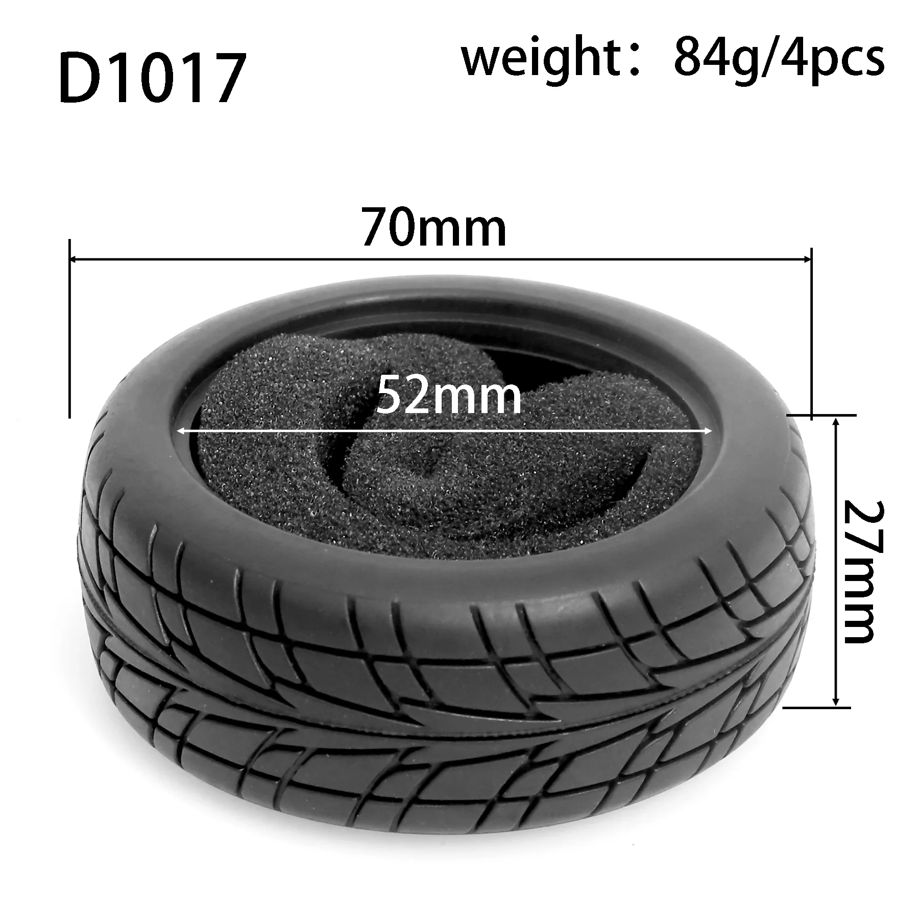 1:10 On-Road-Rennreifen 63–68 mm, Hot-Melt-Gummi mit hohem Griff, abriebfest für HSP Tamiya HPI – Detail 10