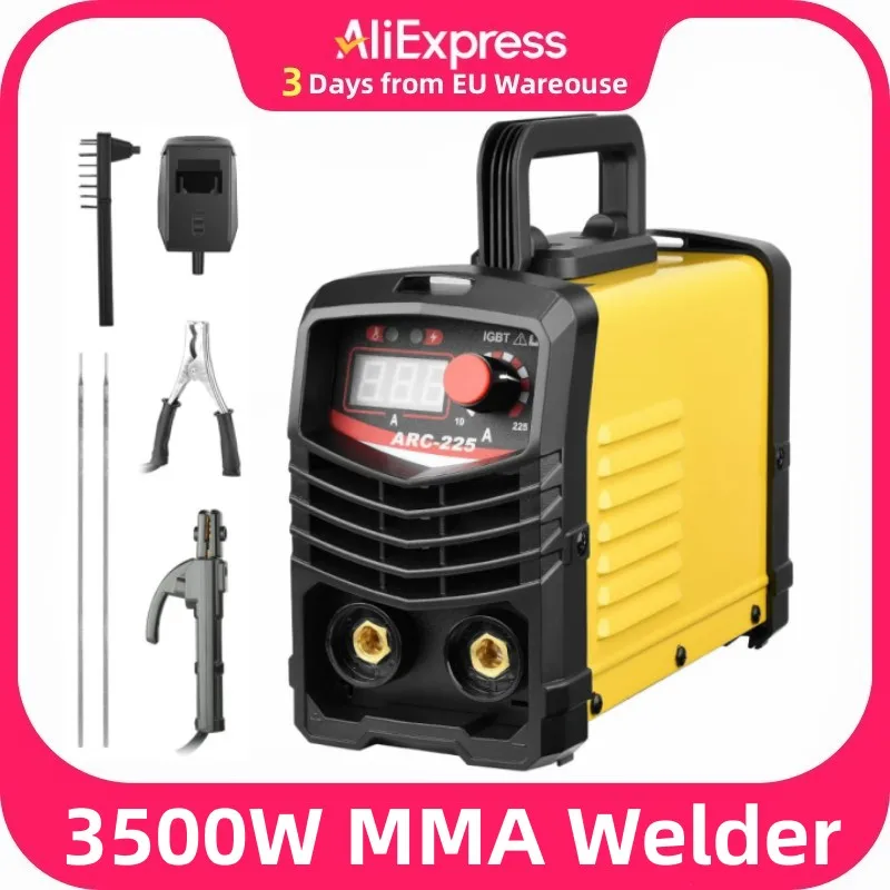 New 220V ARC 225A Welding Machine All Copper Transformer Bivoltage Pass Transformer Inverter DC 3500W MMA Welder Equipment