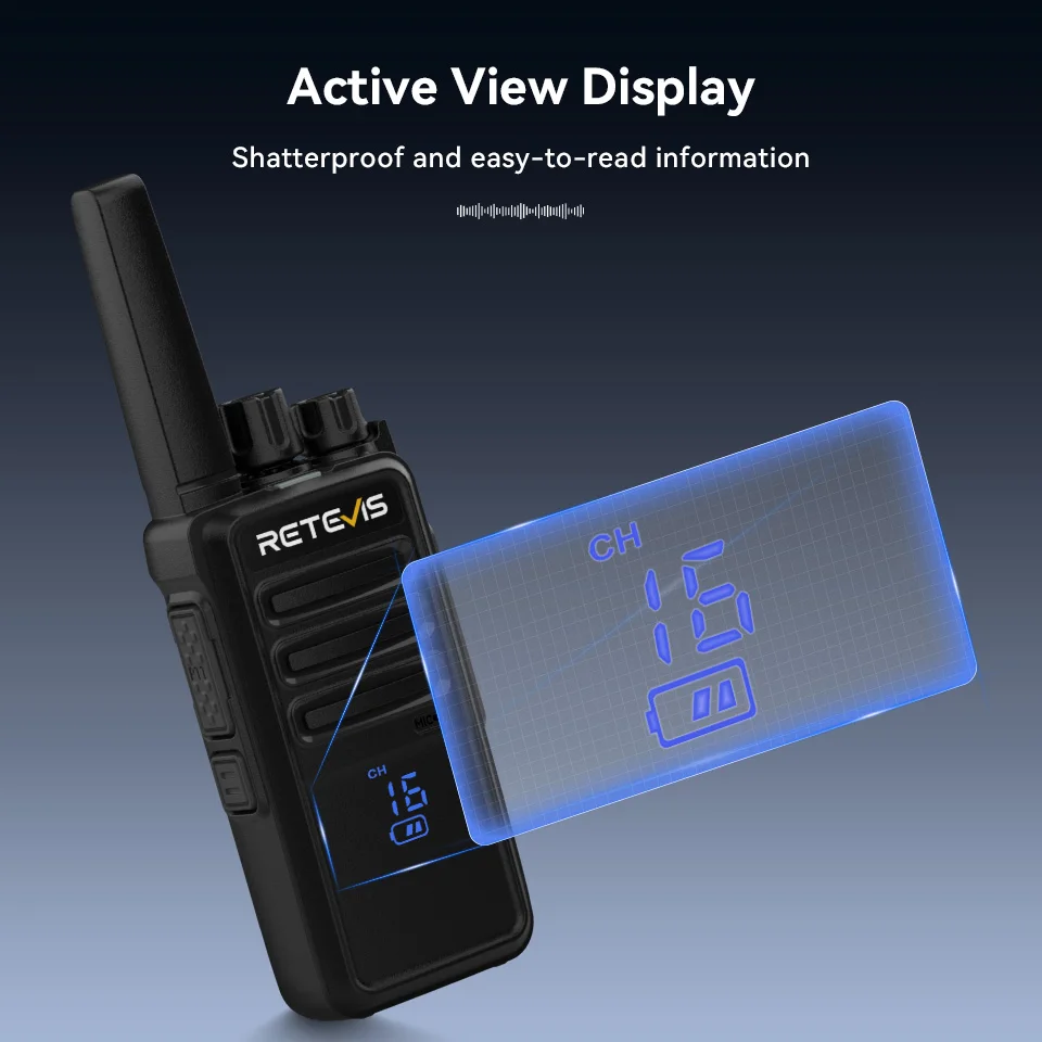 Retevis RT668H Walkie-Talkies 4 Stück PMR446 FRS Lizenzfreies Zweiwege-Funkgerät mit Verstecktem Display und VOX-Funktion für Radfahren und Wandern – Detail 8